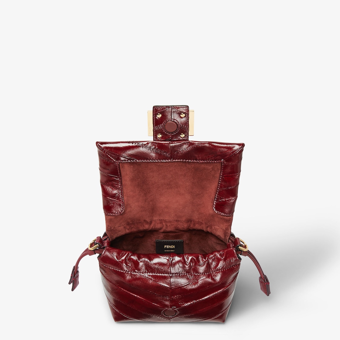 FENDI Mamma Baguette Small Burgundy inlaid hagfish leather mini-bag - Image 6